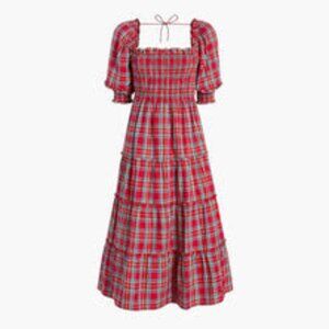Hill House Nesli Nap Dress - Red Tartan - Size Small